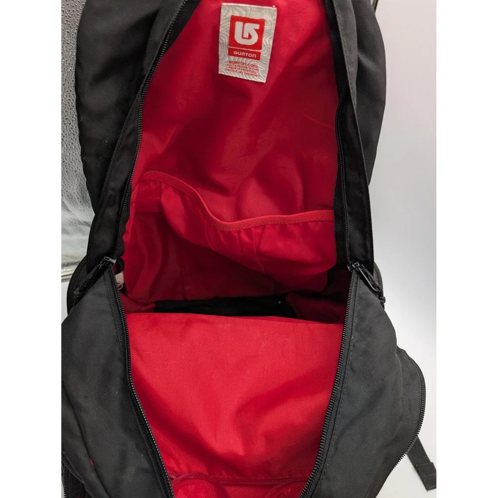 Burton Backpack Black Red Interior Multi Compartment Outdoor Daypack Bag